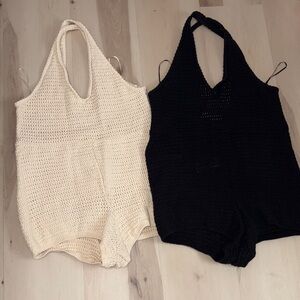 FP Movement by Free People Cream and Black Knit Women Shorts